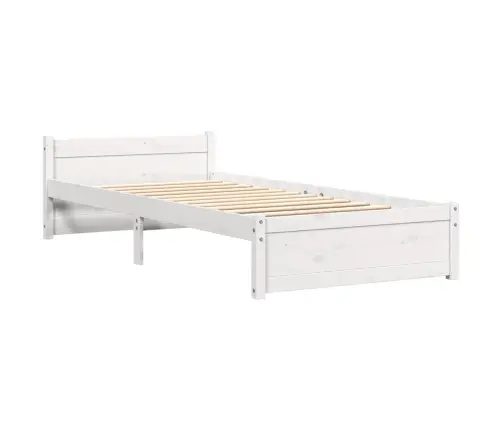 Gultas Rāmis, Balts Masīvkoks, 75X190 Cm, Mazs, Vienvietīgs Vidaxl