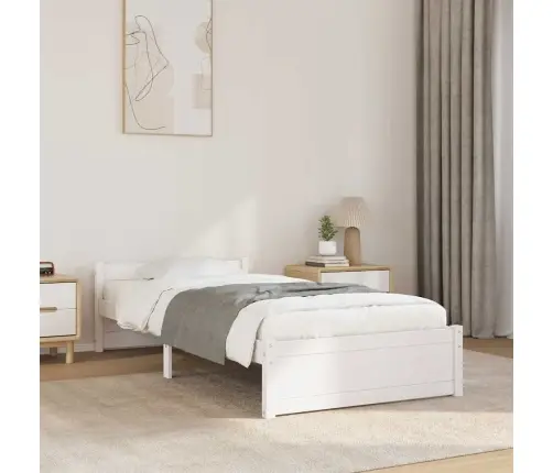 Gultas Rāmis, Balts Masīvkoks, 75X190 Cm, Mazs, Vienvietīgs Vidaxl