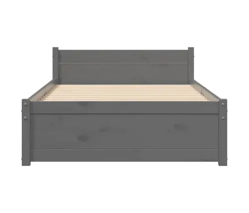 Gultas Rāmis, Pelēks, Masīvkoks, 75X190 Cm, Mazs, Vienvietīgs Vidaxl