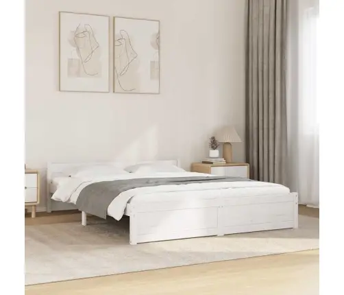 Gultas Rāmis, Balts, Masīvkoks, 135X190 Cm, Divvietīgs Vidaxl