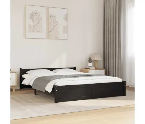 Voodiraam, Must, Männipuit, 135 X 190 Cm