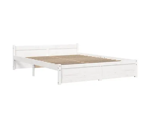 Gultas Rāmis, Balts, Masīvkoks, 140X190 Cm Vidaxl