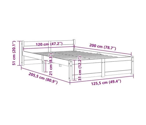 Lovos Rėmas, Baltos Spalvos, 120X200cm Medienos Masyvas