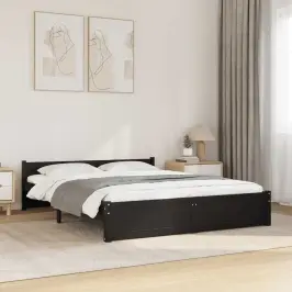 Voodiraam, Must, Männipuit, 150 X 200 Cm