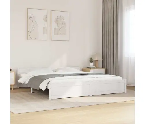 Voodiraam, Valge, Männipuit, 180 X 200 Cm