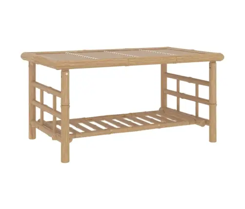 2-Osaline Aiamööbli Komplekt Tumehallide Patjadega, Bambus