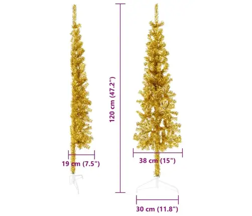Mākslīgā Ziemassvētku Egle Ar Statīvu, Pusapaļa, Zelta, 120 Cm Vidaxl Mākslīgā Ziemassvētku Egle Ar Statīvu, Pusapaļa, Zelta, 120 Cm Vidaxl