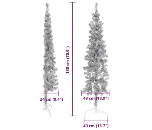Mākslīgā Ziemassvētku Egle, Statīvs, Pusapaļa, Sudraba, 180 Cm Vidaxl