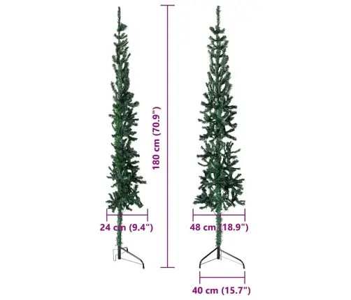 Mākslīgā Ziemassvētku Egle Ar Statīvu, Pusapaļa, Zaļa, 180 Cm Vidaxl