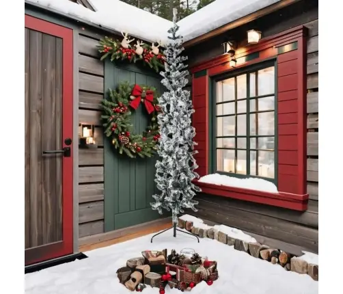 Mākslīgā Ziemassvētku Egle Ar Sniegu, Šaura, Pusapaļa, 240 Cm Vidaxl Mākslīgā Ziemassvētku Egle Ar Sniegu, Šaura, Pusapaļa, 240 Cm Vidaxl