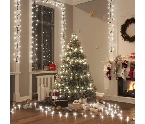 Led Lampiņu Virtene Ar 400 Led, Vēsi Balta, 13 M, Pvc Vidaxl