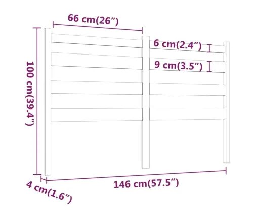Gultas Galvgalis, Pelēks, 146X4X100 Cm, Priedes Masīvkoks Vidaxl