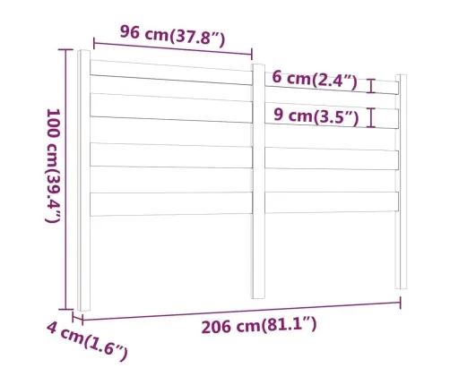 Lovos Galvūgalis, Medaus Rudas, 206X4X100cm Pušies Masyvas Lovos Galvūgalis, Medaus Rudas, 206X4X100cm Pušies Masyvas