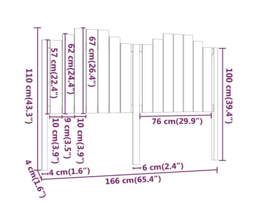 Gultas Galvgalis, 166X4X110 Cm, Priedes Masīvkoks Vidaxl