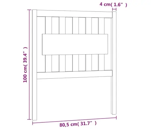 Gultas Galvgalis, Pelēks, 80,5X4X100 Cm, Priedes Masīvkoks Vidaxl