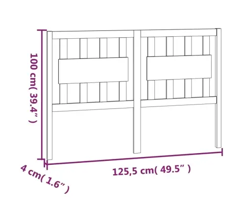 Gultas Galvgalis, Melns, 125,5X4X100 Cm, Priedes Masīvkoks Vidaxl Gultas Galvgalis, Melns, 125,5X4X100 Cm, Priedes Masīvkoks Vidaxl