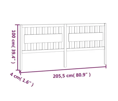 Lovos Galvūgalis, 205,5X4X100cm Pušies Medienos Masyvas