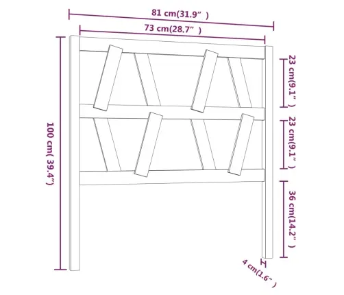 Voodipeats, Meepruun, 81 X 4 X 100 cm Männipuit