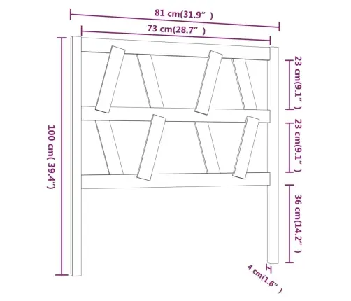 Gultas Galvgalis, Melns, 81X4X100 Cm, Priedes Masīvkoks Vidaxl