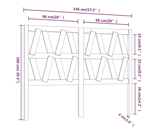 Gultas Galvgalis, Pelēks, 146X4X100 Cm, Priedes Masīvkoks Vidaxl