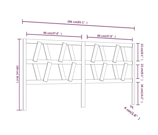 Gultas Galvgalis, Melns, 206X4X100 Cm, Priedes Masīvkoks Vidaxl