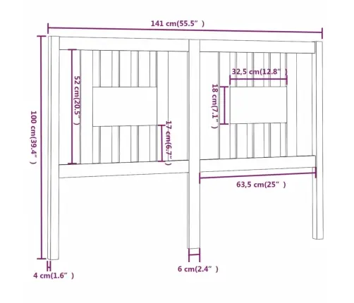 Voodipeats, Valge, 141 X 4 X 100 cm Männipuit