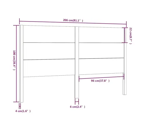 Galvgalis, 206X4X100 Cm, Priedes Masīvkoks Vidaxl Galvgalis, 206X4X100 Cm, Priedes Masīvkoks Vidaxl