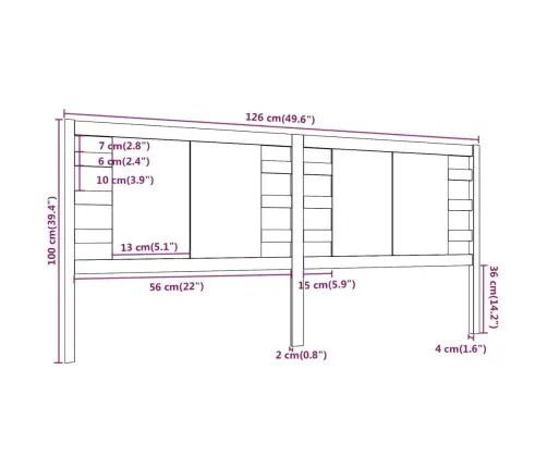 Galvgalis, Medus Brūns, 126X4X100 Cm, Priedes Masīvkoks Vidaxl
