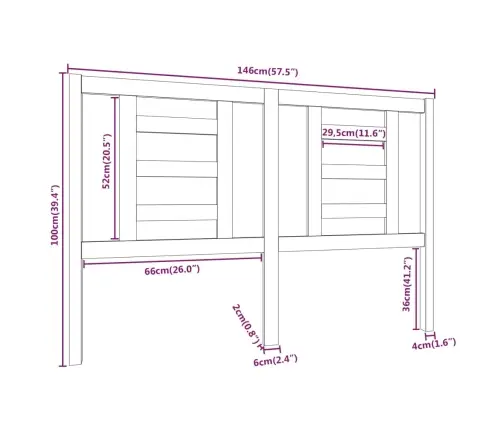 Gultas Galvgalis, Balts, 146X4X100 Cm, Priedes Masīvkoks Vidaxl