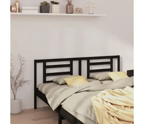 Lovos Galvūgalis, Juodas, 166X4X100cm Pušies Medienos Masyvas