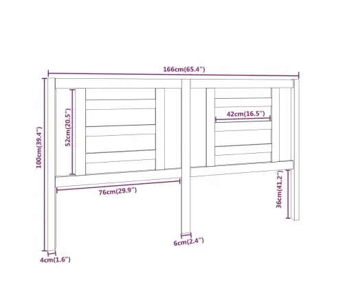 Lovos Galvūgalis, Juodas, 166X4X100cm Pušies Medienos Masyvas