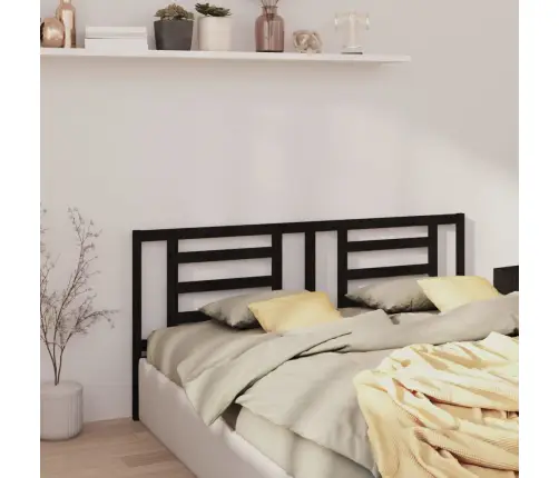 Lovos Galvūgalis, Juodas, 166X4X100cm Pušies Medienos Masyvas