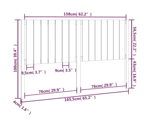 Voodipeats, 165,5 X 4 X 100 cm Männipuit