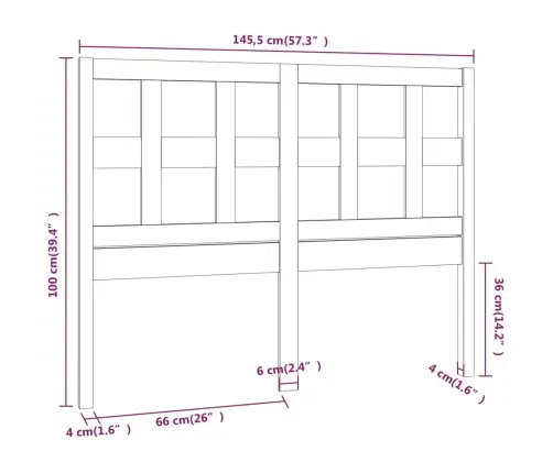 Gultas Galvgalis, Medus Brūns, 145,5X4X100Cm, Priedes Masīvkoks Vidaxl