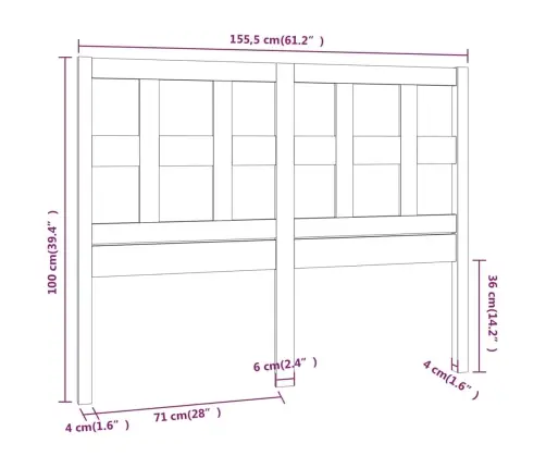 Voodipeats, Hall, 155,5 X 4 X 100 cm Männipuit