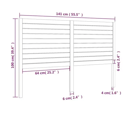 Lovos Galvūgalis, 141X4X100cm Pušies Medienos Masyvas