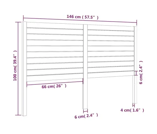 Gultas Galvgalis, Melns, 146X4X100 Cm, Priedes Masīvkoks Vidaxl