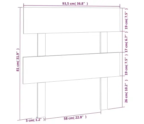 Gultas Galvgalis, 93,5X3X81 Cm, Priedes Masīvkoks Vidaxl