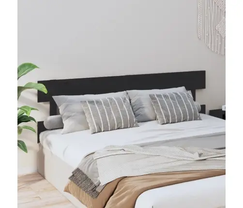 Lovos Galvūgalis, Juodas, 184X3X81cm Pušies Medienos Masyvas