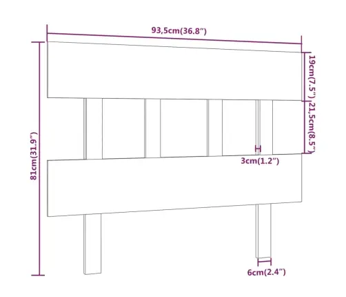 Voodipeats, Meepruun, 93,5X3X81 cm Männipuit