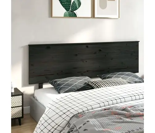 Gultas Galvgalis, Melns, 204X6X82,5 Cm, Priedes Masīvkoks Vidaxl