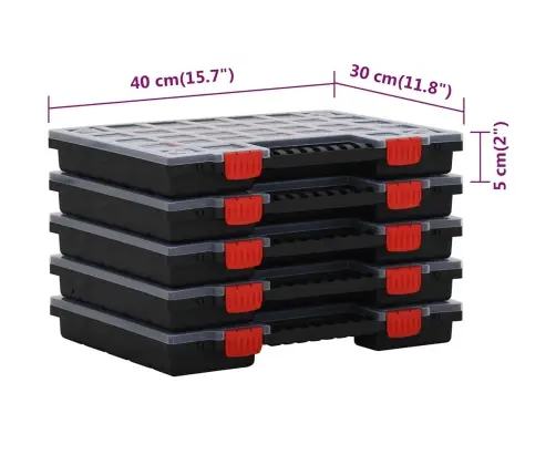 Asortimentinės Dėžutės, 5Vnt., 40X30X5cm Polipropilenas