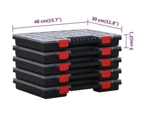 Kastes Ar Nodalījumiem, 5 Gab., 40X30X5 Cm, Polipropilēns Vidaxl