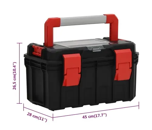 Instrumentu Kaste, Melna Un Sarkana, 45X28X26,5 Cm Vidaxl