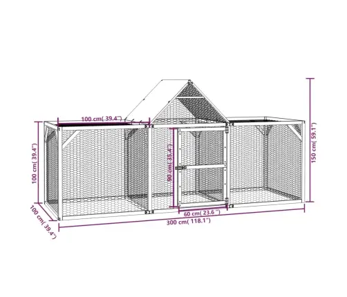 Vistu Būris, 300X100X150 Cm, Impregnēts Priedes Masīvkoks Vidaxl