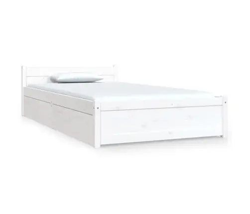 Lovos Rėmas Su Stalčiais, Baltos Spalvos, 100X200Cm