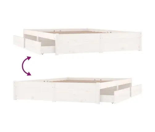 Gultas Rāmis Ar Atvilktnēm, Balts, 140X190 Cm Vidaxl