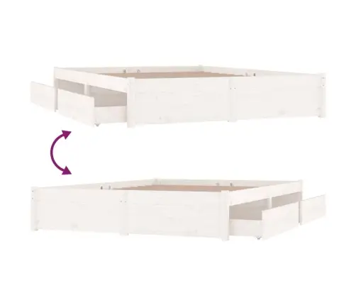 Gultas Rāmis Ar Atvilktnēm, Balts, 150X200 Cm, Divvietīgs Vidaxl