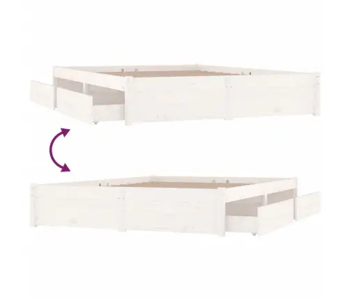 Gultas Rāmis Ar Atvilktnēm, Balts, 200X200 Cm Vidaxl