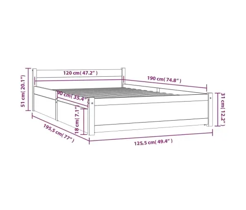 Lovos Rėmas Su Stalčiais, 120X190cm Dvivietis